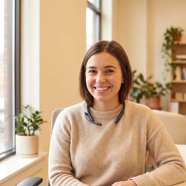 Portrait of a support specialist smiling at the camera